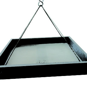 Large Recycled Hanging Tray with Silver Rods - gray